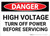 Danger: High Voltage Turn Off Power Before Servicing - Wall Sign
