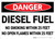 Danger: Diesel Fuel No Smoking Within 25 Feet No Open Flames - Wall Sign