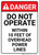 Danger: Do Not Operate Within 10 Feer of Overhead Powerlines Signs - Wall Sign