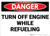 Danger: Turn Off Engine Refueling - Wall Sign
