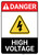 Danger: High Voltage Portait With Icon ANSI - Wall Sign