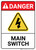 Danger: Main Switch with Graphic ANSI - Wall Sign