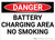 Danger: Battery Charging Area No Smoking - Wall Sign