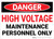 Danger: High Voltage Maintenance Personnel - Wall Sign