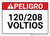 Danger: Spanish 120/208 Volts - Wall Sign