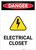 Electrical Closet with Hazard Icon - Portrait Wall Sign