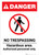 No Trespassing Hazardous Area ANSI - Portrait Wall Sign