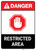Restricted Area With Icon ANSI - Portrait Wall Sign
