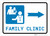 Family Health Clinic Right Arrow with Icon Landscape - Wall Sign