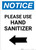 Notice: Please Use Hand Sanitizer Left Arrow Portrait - Wall Sign