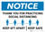 Notice: Thank You For Social Distancing Landscape - Wall Sign