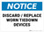 Notice: Discard Replace Worn Tiedown Devices - Wall Sign