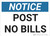 Notice: Post No Bills - Wall Sign