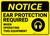 Notice: Yellow Ear Protection Required With Equipment - Wall Sign