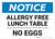 Notice: Allergy Free Lunch Table No Eggs - Wall Sign