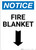 Notice: Fire Blanket with Down Arrow Portrait - Wall Sign