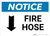 Notice: Fire Hose with Down Arrow Landscape - Wall Sign