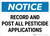 Notice: Record Post Pesticide Applications Landscape - Wall Sign