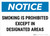 Notice: Smoking Is Prohibited Except Designated Areas Landscape - Wall Sign