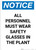 Notice: All Personnel Must Wear Safety Glasses in the Plant - Portrait Wall Sign