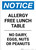 Notice: Allergy Free Lunch Table No Dairy Eggs Nuts or Peanuts - Portrait Wall Sign