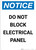Notice: Do Not Block Electrical Panel - Portrait Wall Sign