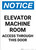 Notice: Elevator Machine Room Access Warning - Portrait Wall Sign