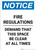 Notice: Fire Regulations Demand That Space Be Clear at All Times - Portrait Wall Sign