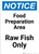 Notice: Food Prep Area - Raw Fish Only - Portrait Wall Sign