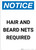 Notice: Hair and Beard Nets Required Wall Sign - Portrait Wall Sign