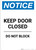 Notice: Keep Door Closed Do Not Block - Portrait Wall Sign