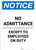 Notice: No Admittance Except To Employees On Duty - Portrait Wall Sign