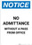 Notice: No Admittance Without A Pass From Office - Portrait Wall Sign