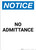 Notice: No Admittance - Portrait Wall Sign