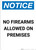 Notice: No Firearms Allowed On Premises - Portrait Wall Sign