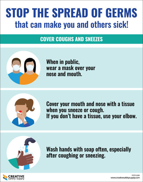 Push Out Germs Stop The Spread Of Germs That Can Make You and Others Sick (Green) - Poster