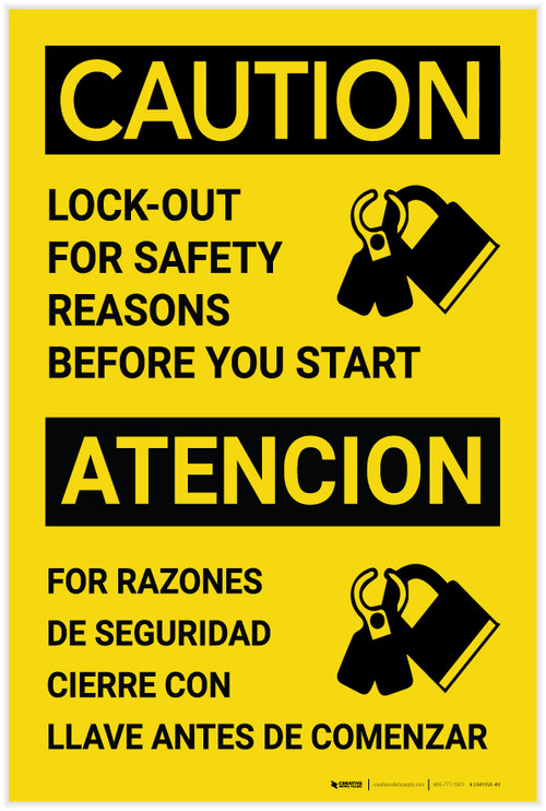 Caution: Lockout For Safety Reasons Before Starting Bilingual Spanish ...