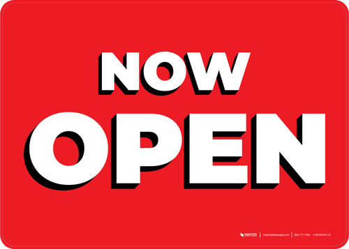 Now Open Red/White Landscape - Wall Sign | 5S Today