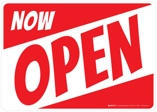 Now Open White/Red Landscape - Wall Sign | 5S Today