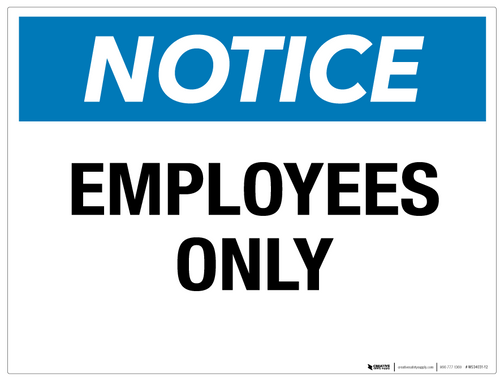 Notice: Employees Only - Wall Sign | 5S Today