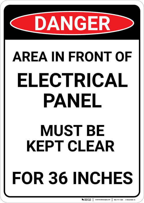 Remove Panel Sign Danger: Keep Panel Clear - Wall Sign | 5S Today