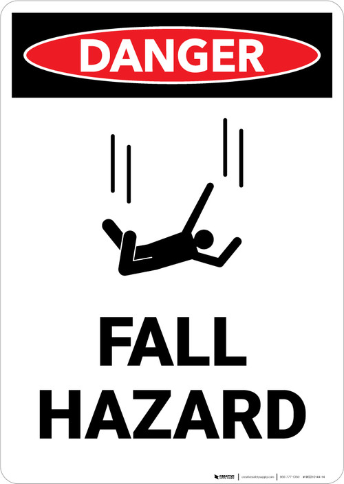 Fall Hazard with Icon - Portrait Wall Sign | 5S Today