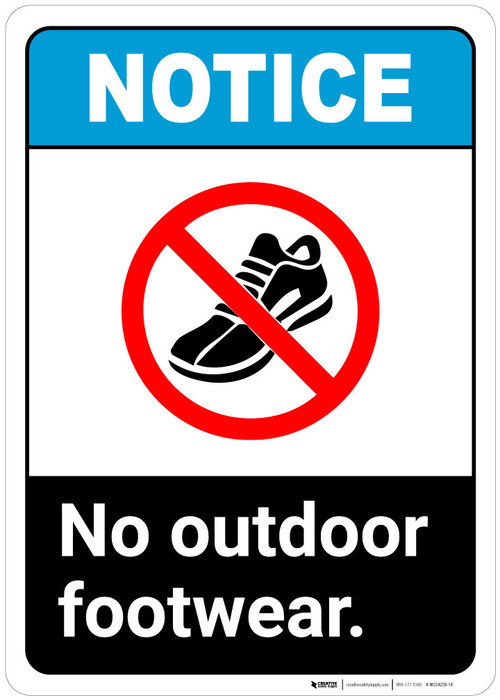 Notice: No Outdoor Footwear - Wall Sign | 5S Today