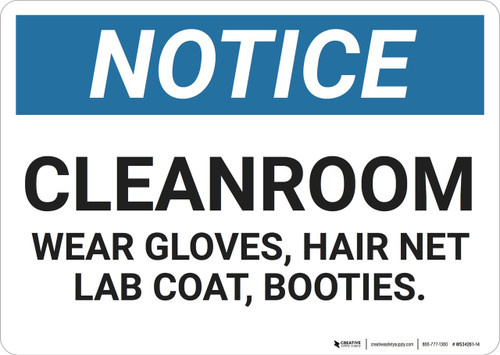 Notice: Cleanroom Wear Gloves Hair Net - Wall Sign | 5S Today