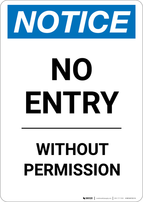 no admission without permission sign