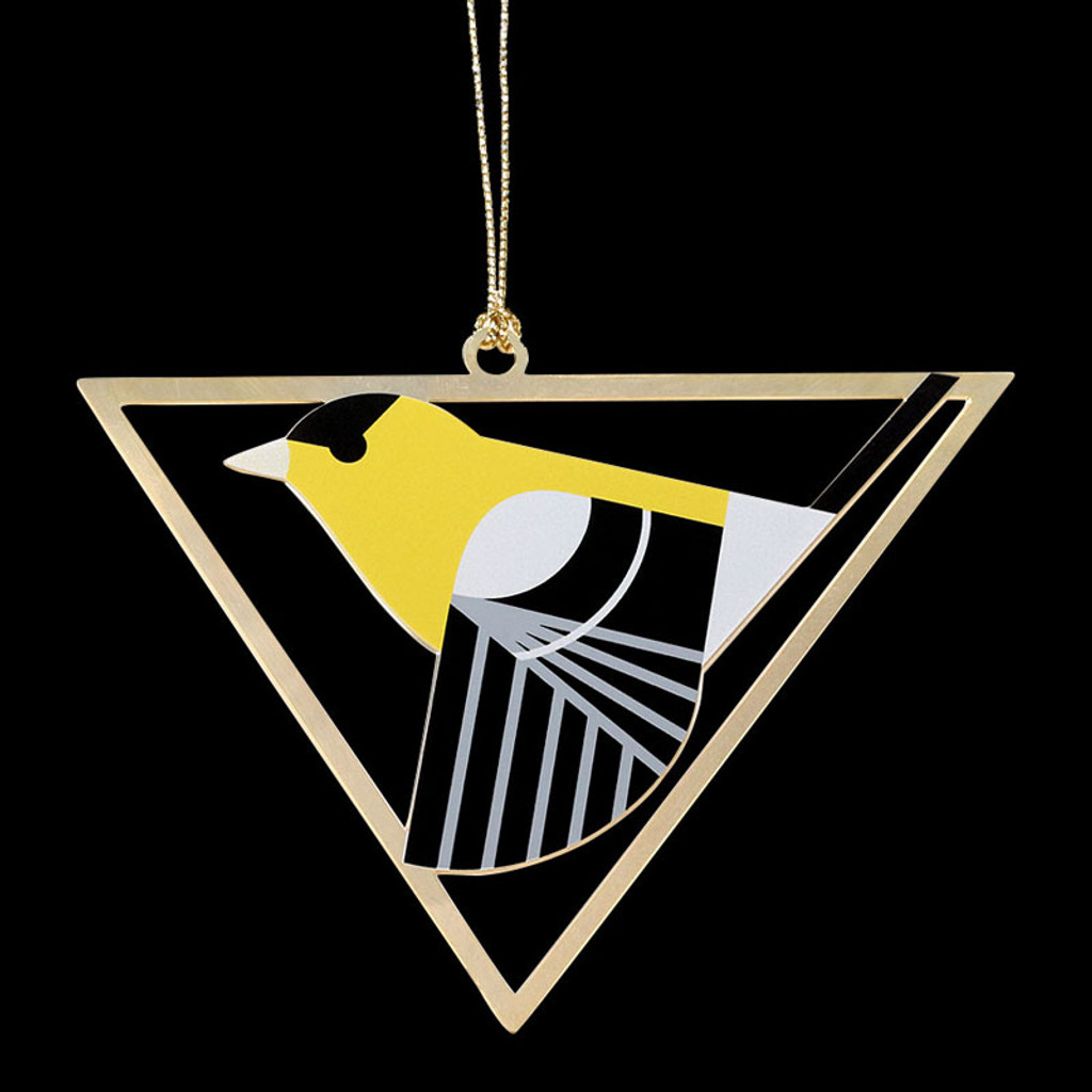 Charley Harper Brass American Goldfinch Ornament Adornment