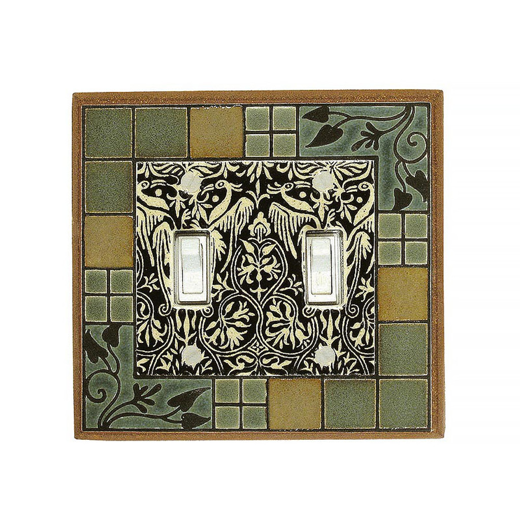 Arts & Crafts Ceramic Tile Switch Plate Double Toggle