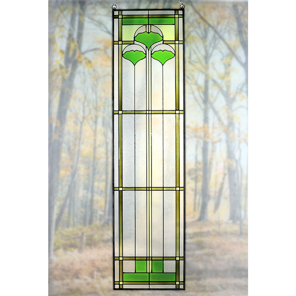 Arts and Crafts 42" Ginkgo Art Glass Panel