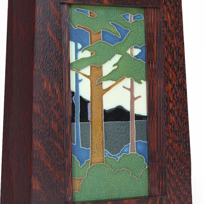 Arts & Crafts Motawi Pine Landscape Tile Mantel Clock