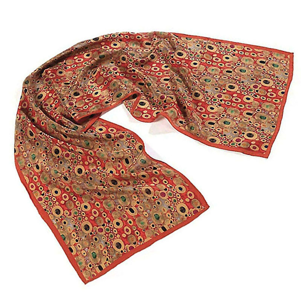 Gustav Klimt Hope II Crepe de Chine Silk Scarf - Red